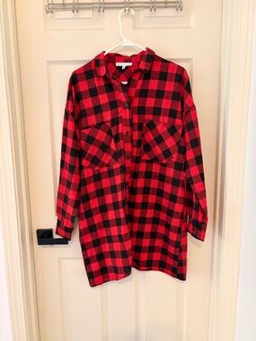 HYFVE Red and Black Buffalo Plaid Button-Up Shirt